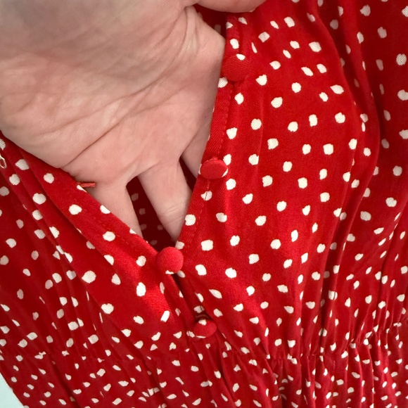 Zara Red Polka Dot Midi Dress SZ Medium - Picture 7 of 8